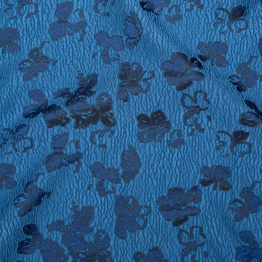 Metallic Baleine Blue and Black Floral Luxury Brocade - Joann Fabrics