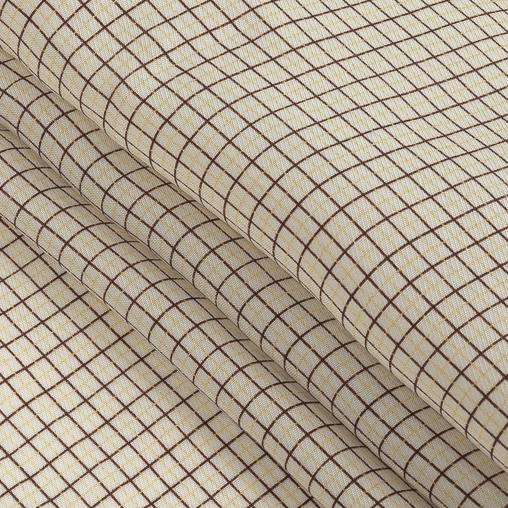 Buttercream, Yellow and Brown Tattersall Check Washed Viscose Twill - Joann Fabrics