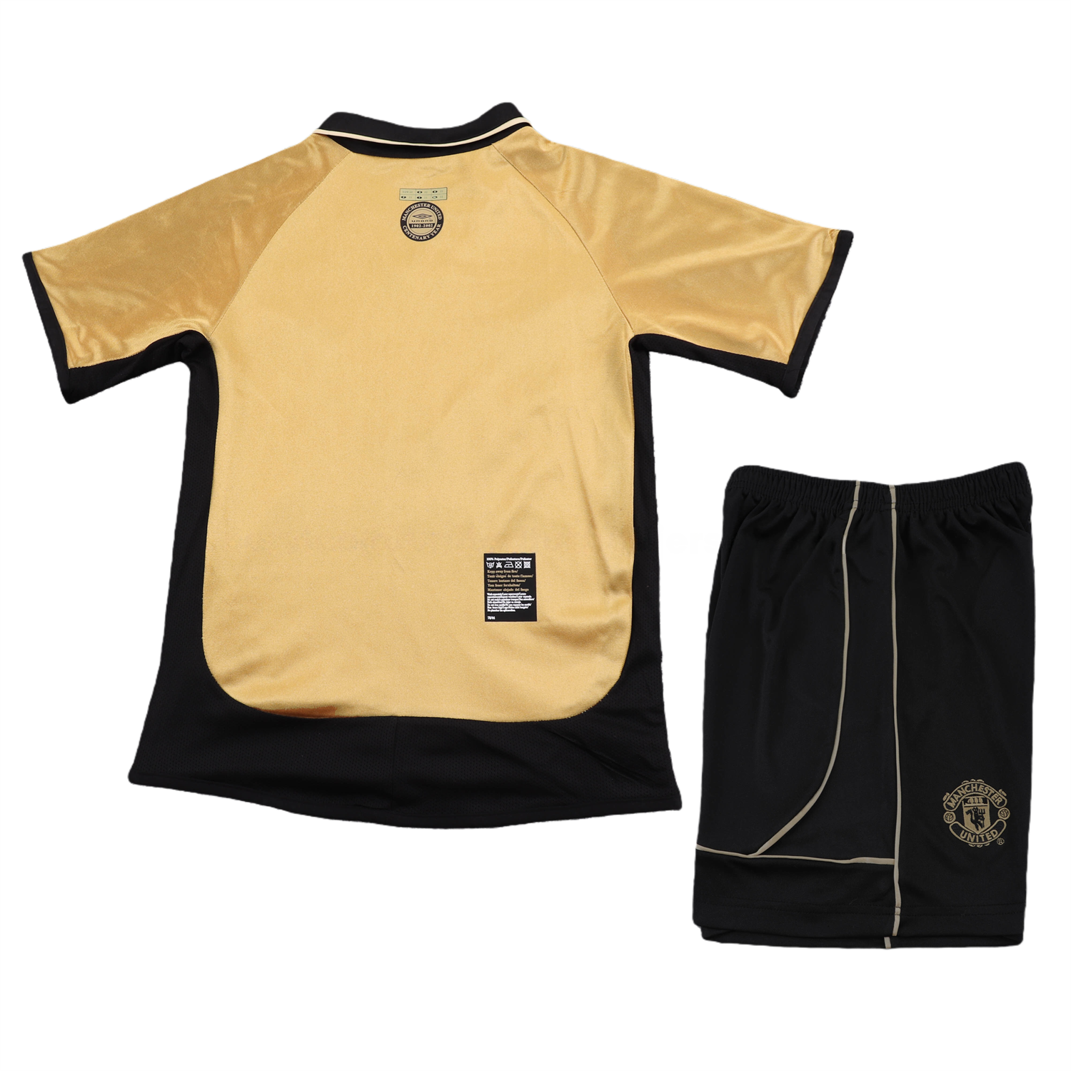 Retro Manchester United 2001-02 100th Centery Kids Kit - Yellow - UnitedFutballJersey