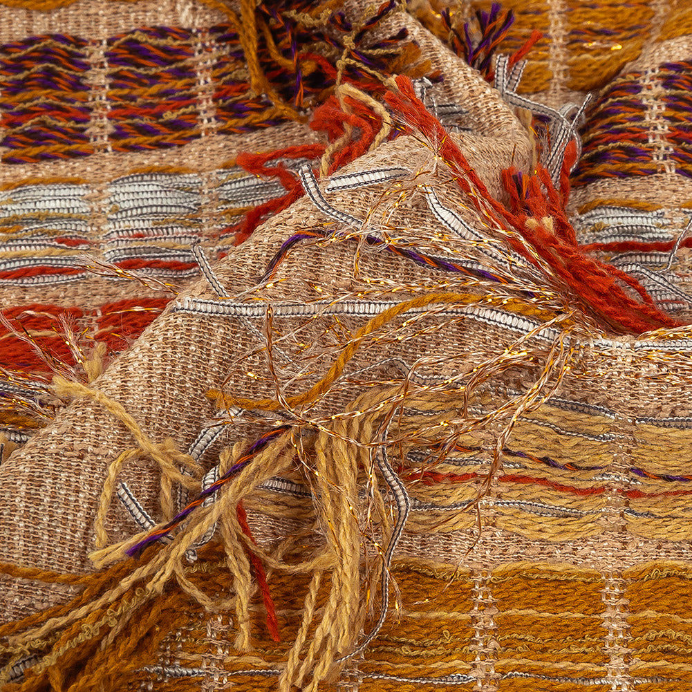 Orange, Honey Yellow and Beige Striped Fringe Novelty Woven - Joann Fabrics