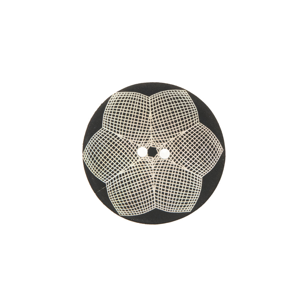 Italian Black and White Floral Printed Mother Of Pearl Button - 32L/20mm - Joann Fabrics