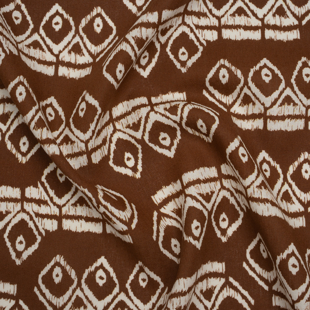 Linen and Rayon Woven - Brown and Off White Soft Geometrics - Mood Exclusive Geo Drift Print - Joann Fabrics