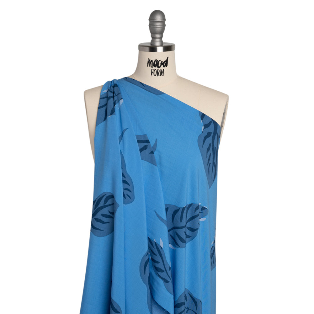 Rayon Batiste - Sky Blue Palm Leaves - Joann Fabrics