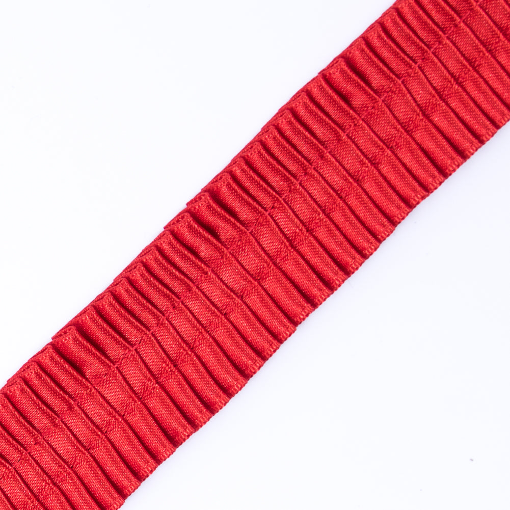 Italian Red Deep Knife Pleated Trimming - 1