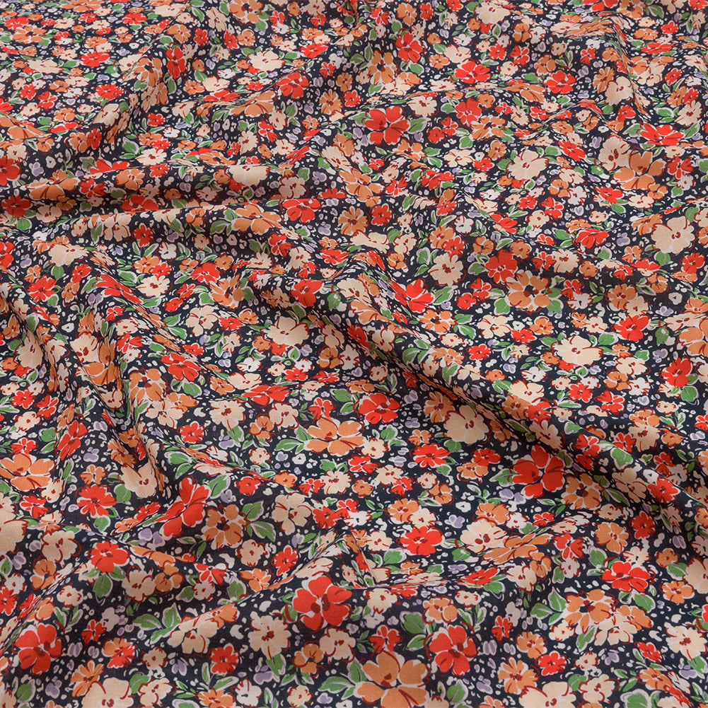 Cotton Voile - Black and Peach Floral - Poppy Hypnosis Print - Mood Exclusive Secret Garden Collection - Joann Fabrics