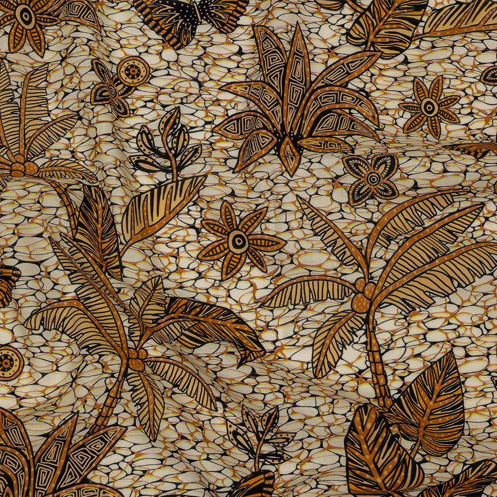 Cotton Voile - Orange and White Palm Trees - Sunny Summers Print - Mood Exclusive Rockland Collection - Joann Fabrics