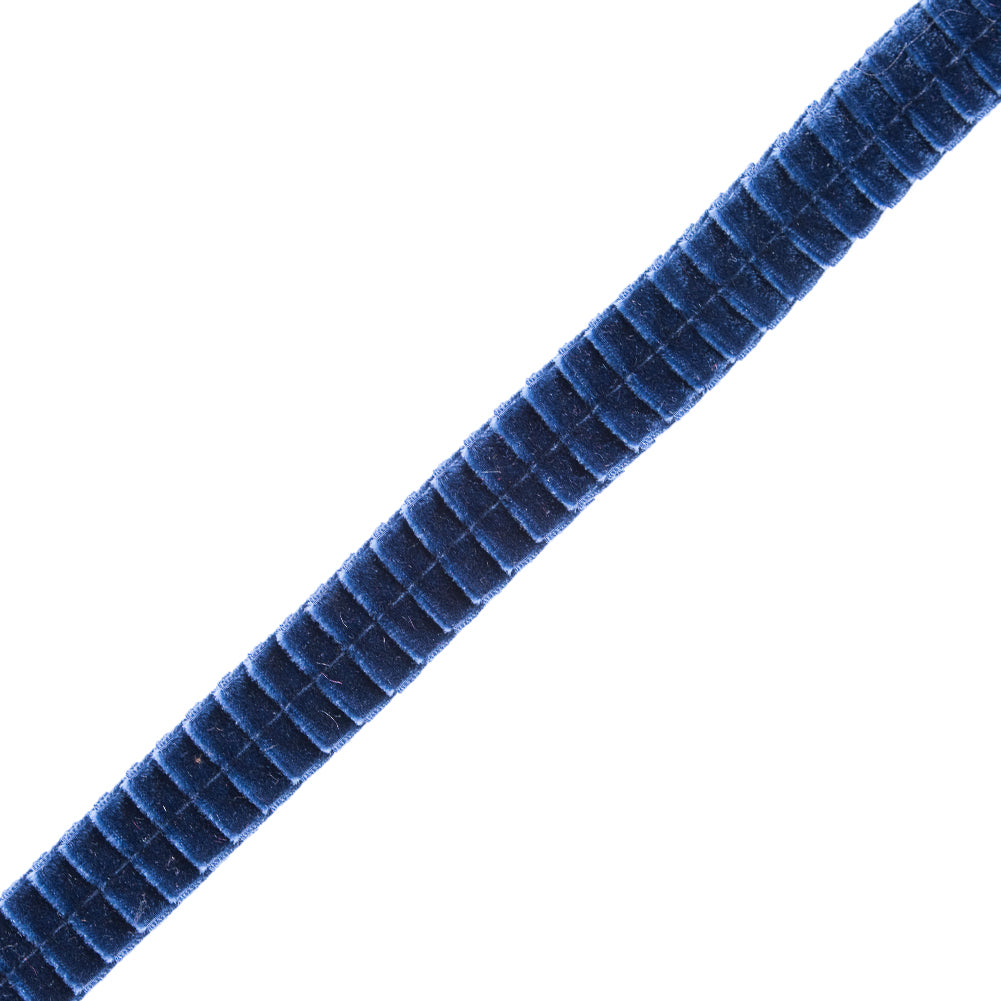 Italian Navy Velvet Knife Pleated Trimming 0.875