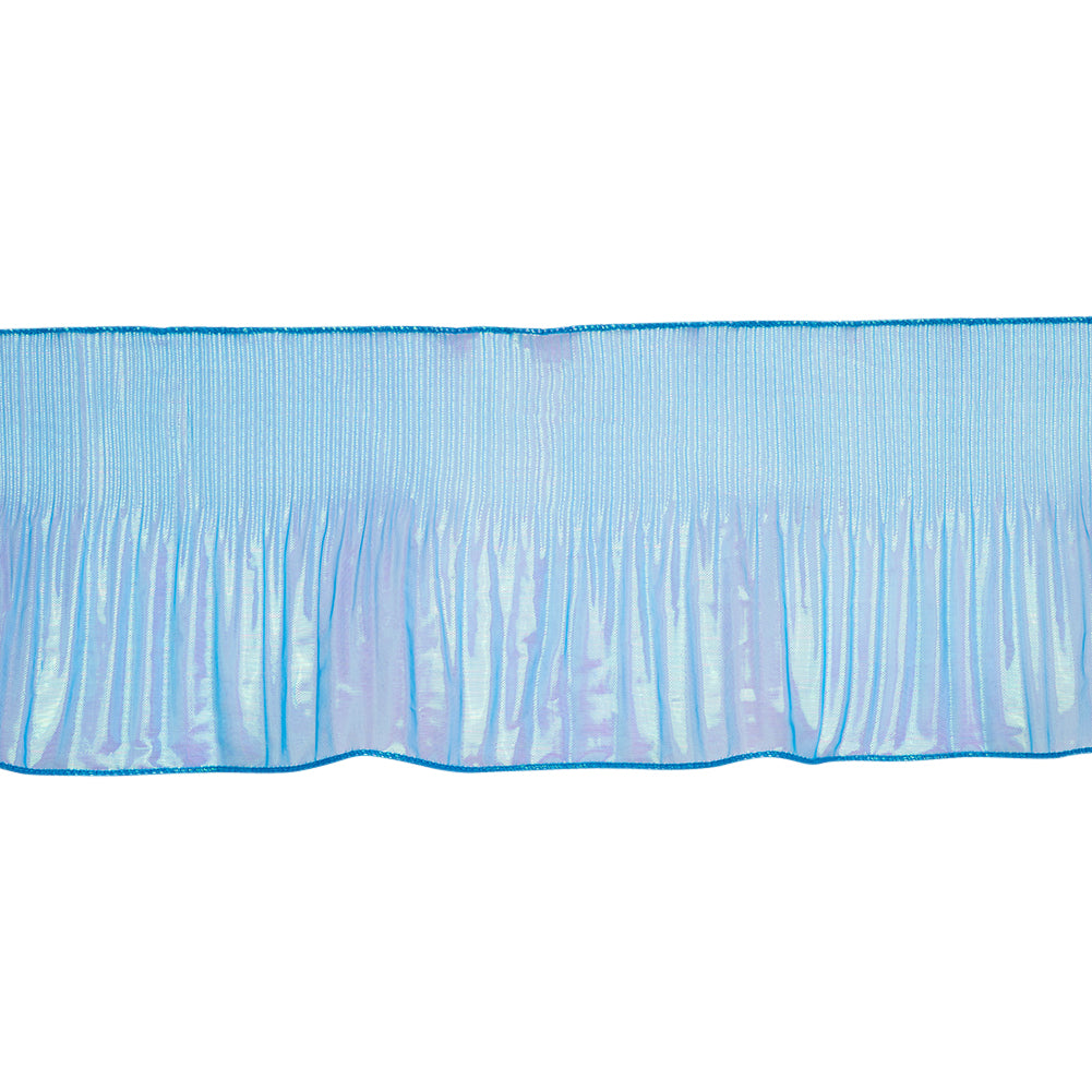 Yaya Han Pleated Ruffle Organza Trim - Mermaid Blue and Green Iridescent, 5.5