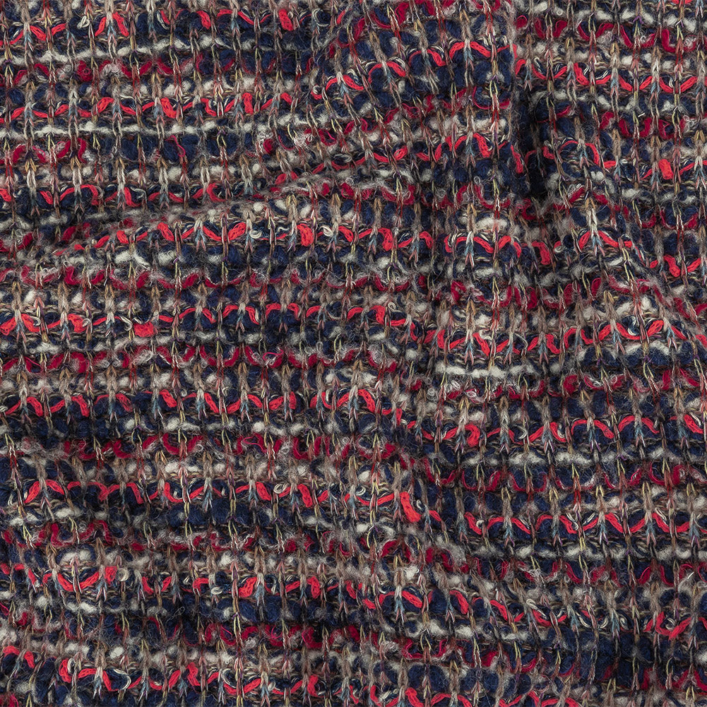 Navy, White and Neon Pink Loopy Stripes Wool Sweater Knit - Joann Fabrics