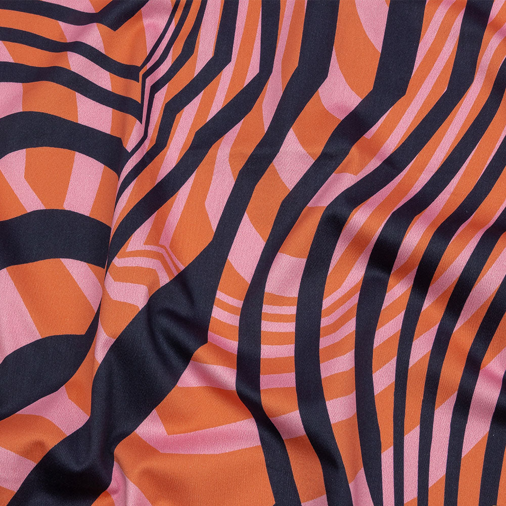 Stretch Cotton Sateen - Pink Abstract Lines - Soundwave Strut Print - Mood Exclusive Groove Collection - Joann Fabrics