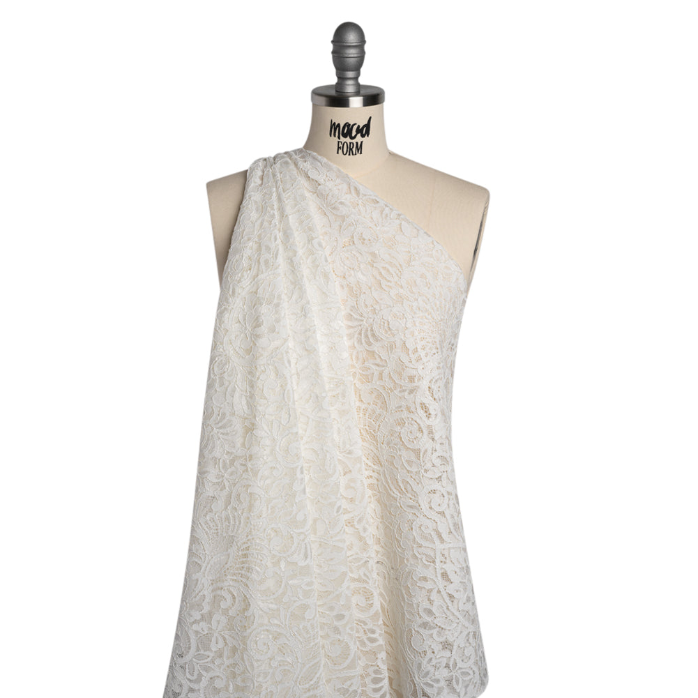Corded Lace with Finished Edges - Ivory Flowering Vines - Joann Fabrics