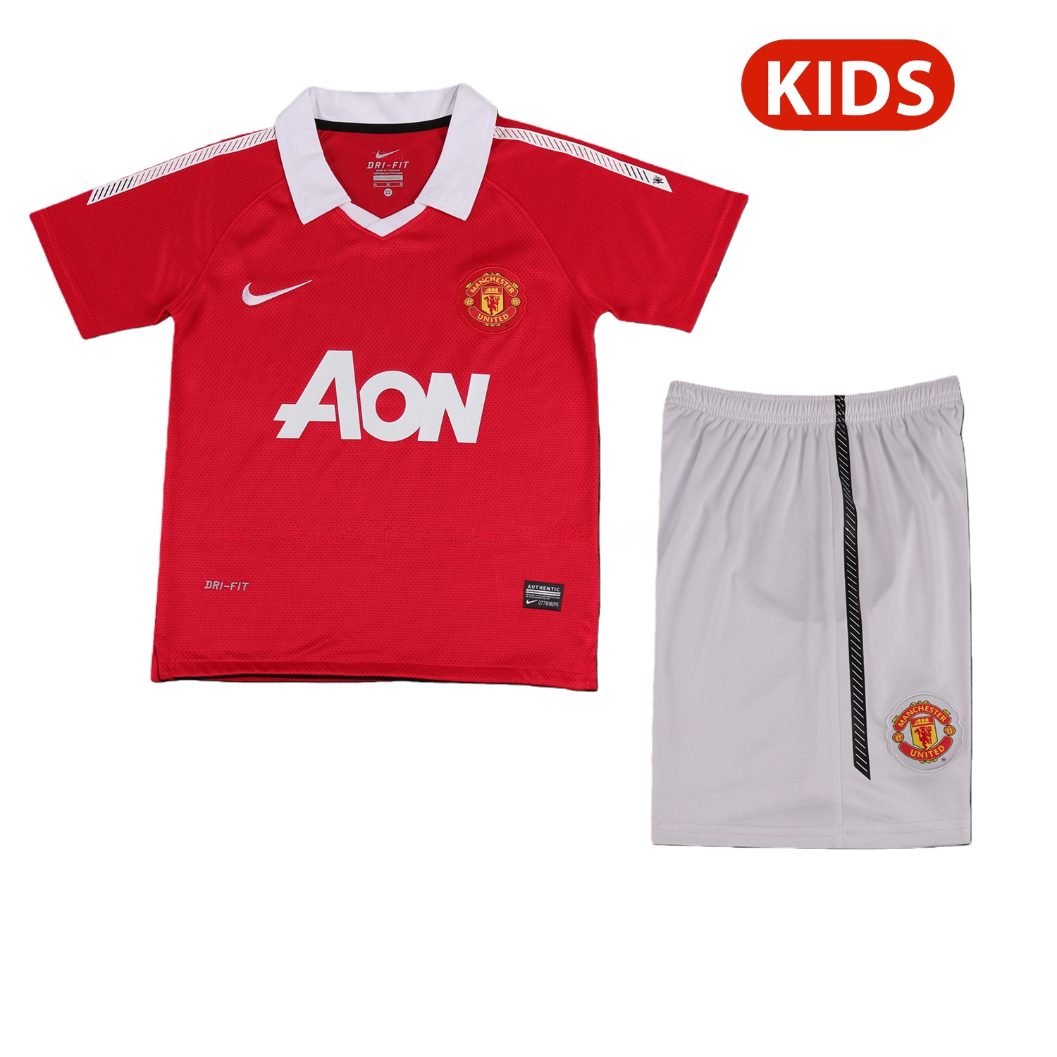 Retro Manchester United 2010-11 Home Kids Kit - UnitedFutballJersey