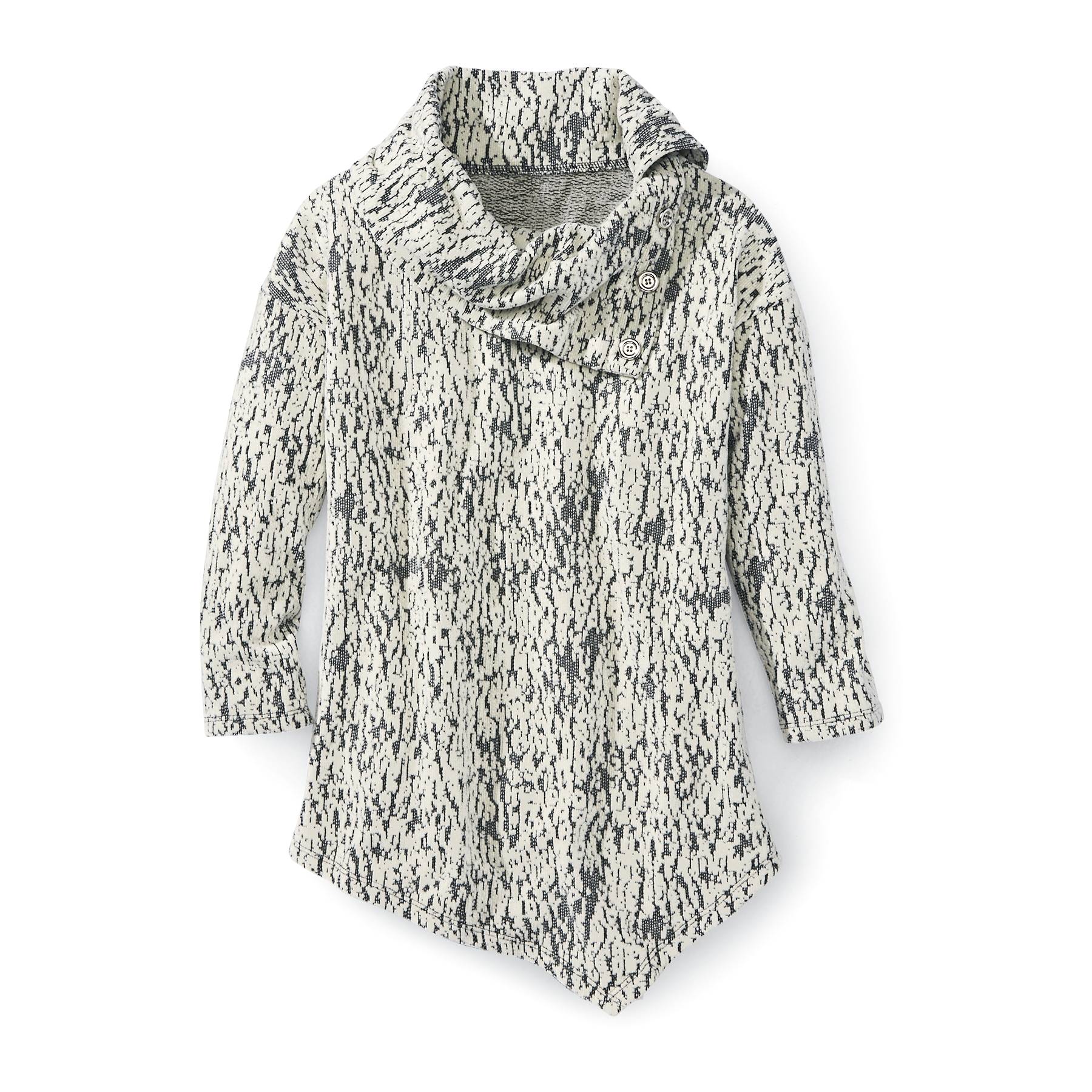 Envelope-Neck Chenille-Jacquard Tunic, Asymmetric Hem, 3/4 Sleeve - Northstyle Catalog