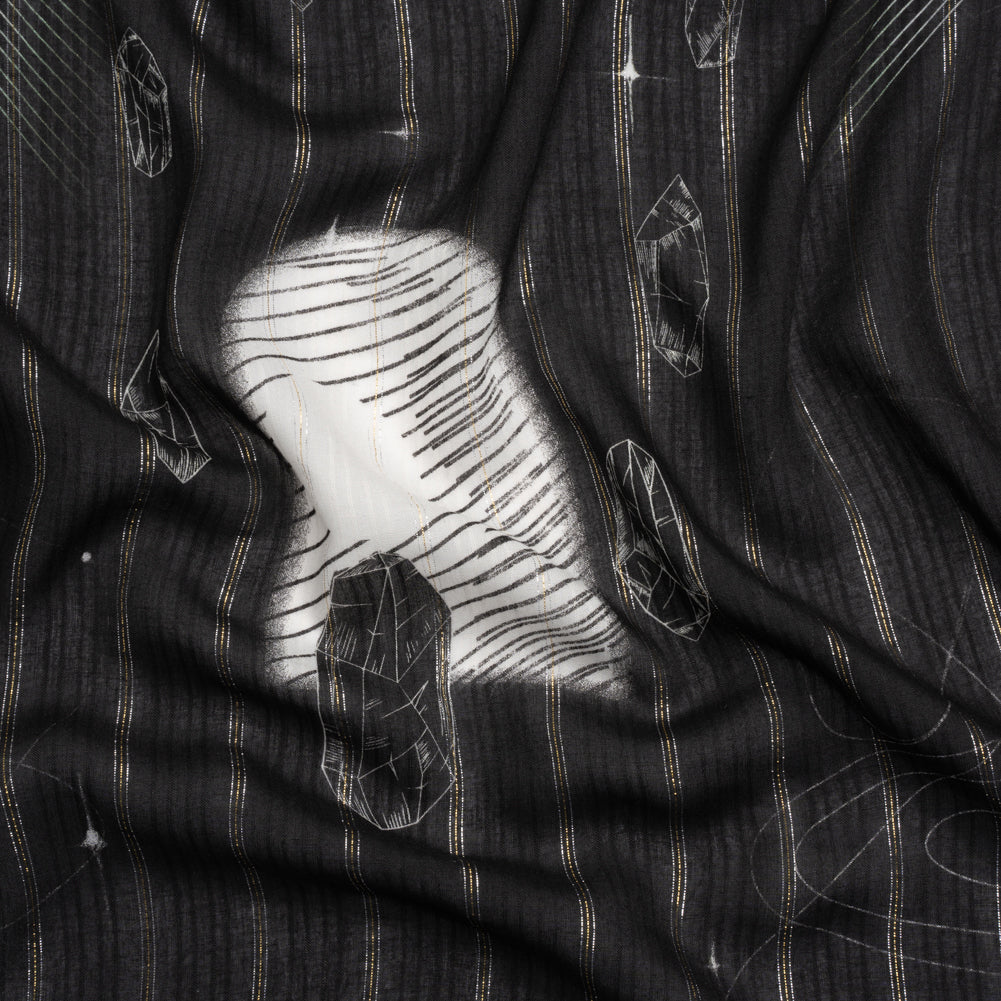 Mood Exclusive Black Tour de Quartz Metallic Pinstriped Viscose Dobby - Joann Fabrics