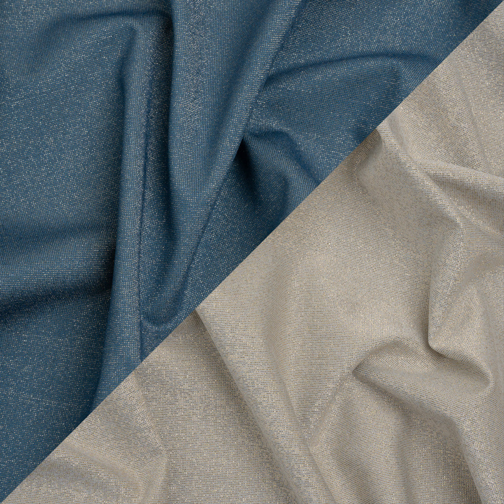 Famous Australian Designer Gray, French Blue and Metallic Gold Double Face Stretch Polyester Tricot - Joann Fabrics