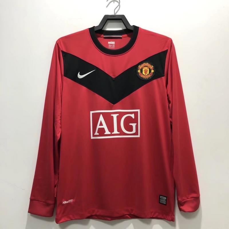 2009/2010 Retro Long Sleeve Manchester United Home Football Shirt 1:1 Thai Quality