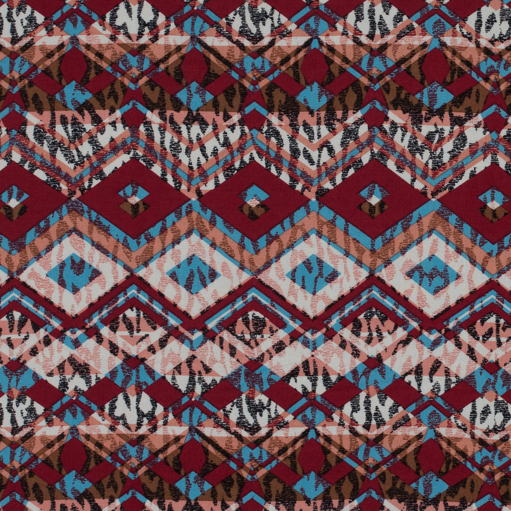 Cotton Voile - Red, Blue and Peach Geometric Over Abstract - Joann Fabrics