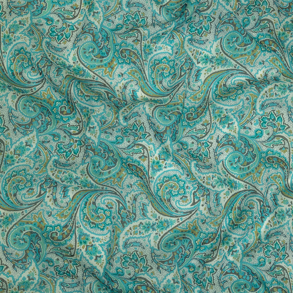 Cotton Gauze - Aqua Jacobean Paisley - Mood Exclusive Hypnotize Me Print - Joann Fabrics