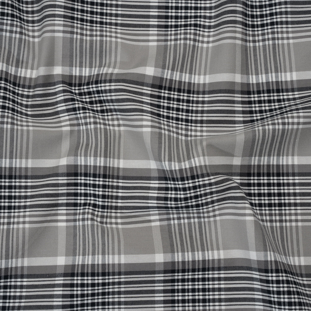 Cotton Oxford Shirting - Black, Gray and White Plaid - Deadstock - Joann Fabrics