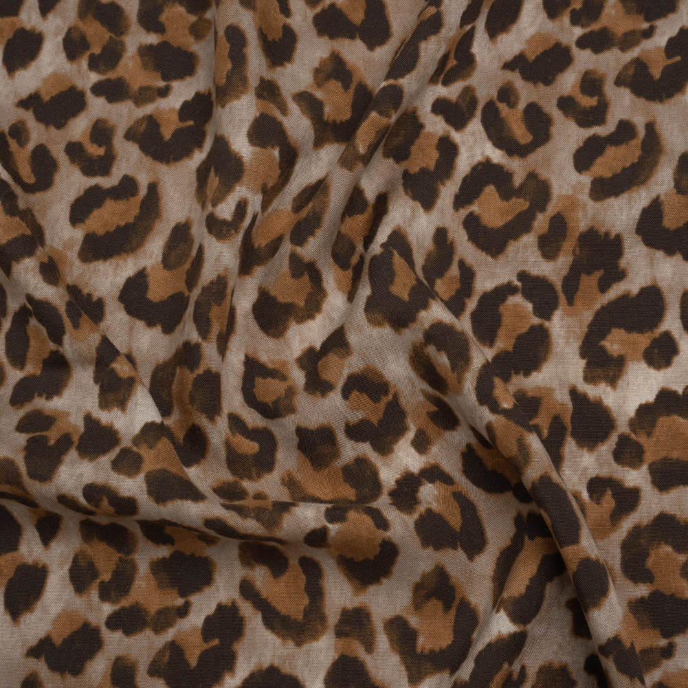 Rayon Woven Print Made in Italy - Greige, Tan and Dark Brown Cheetah Spots - Deadstock - Joann Fabrics