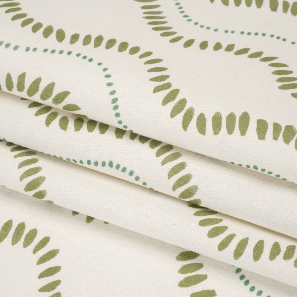 Cotton and Linen Canvas Print - Olive Waves of Petal and Dots - British Imported - Joann Fabrics