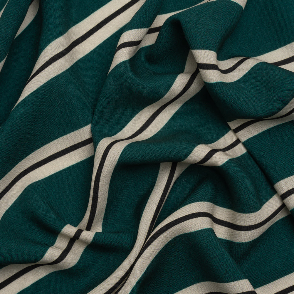 Mood Exclusive Teal Stripe Down Viscose Woven - Joann Fabrics