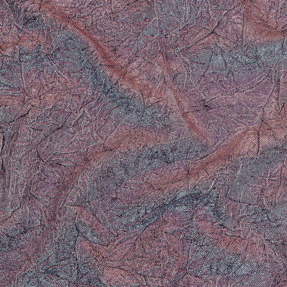 Astrolabe Metallic Pale Blue and Rose Gold Crinkled Luxury Brocade with Black Backing - Joann Fabrics