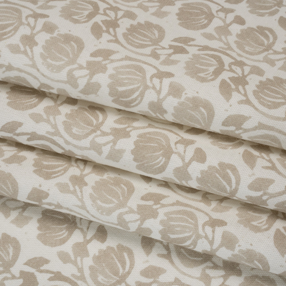 Cotton and Linen Canvas Print - Natural Block Print Florals - British Imported - Joann Fabrics
