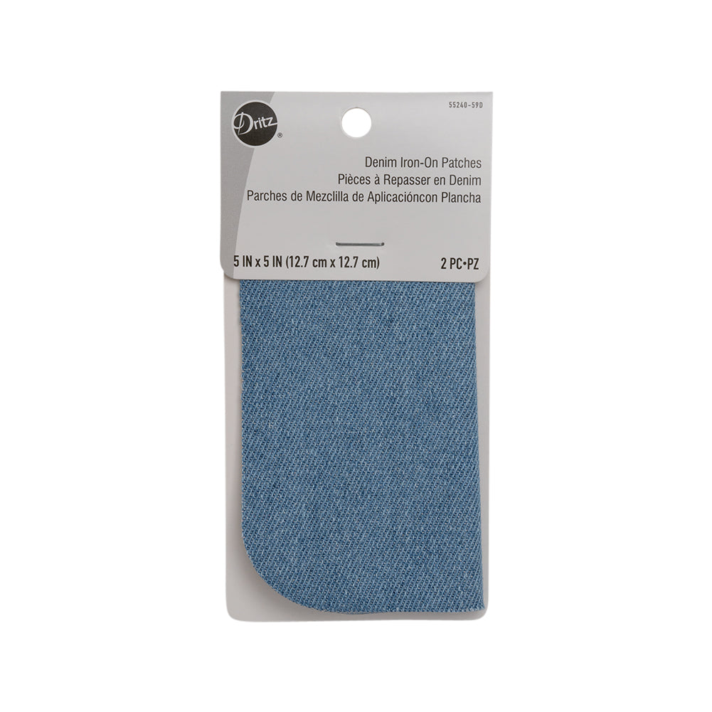 2 Faded Denim Blue Iron-On Patches - 5