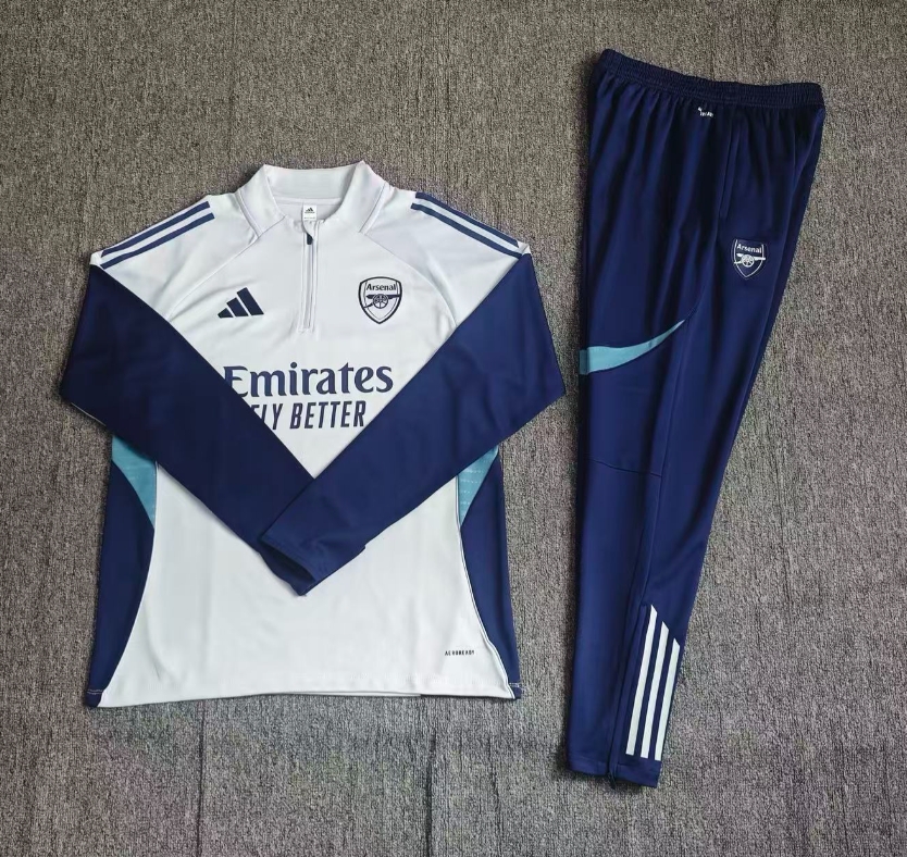 2025/2026 Arsenal Half-Pull Training Suit Light Gray Football Shirt 1:1 Thai Quality Set