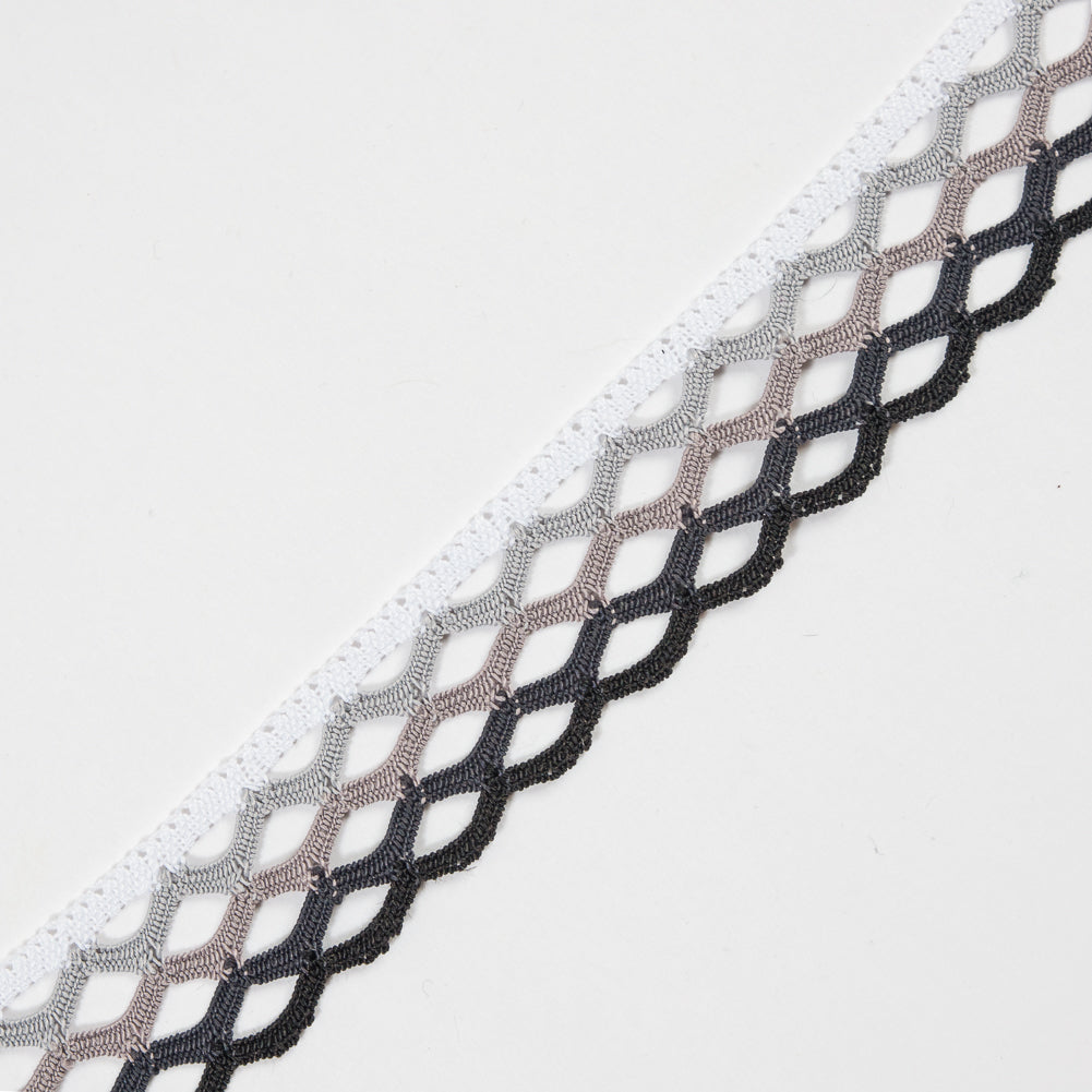 Black Ombre Crochet Trim - 1.5