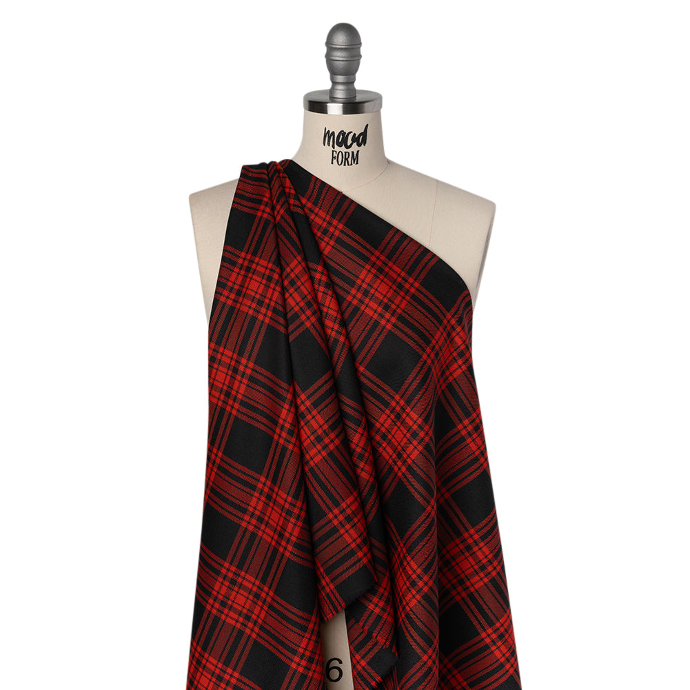 Virgin Wool Twill Made in Italy - Red and Black Plaid - Joann Fabrics
