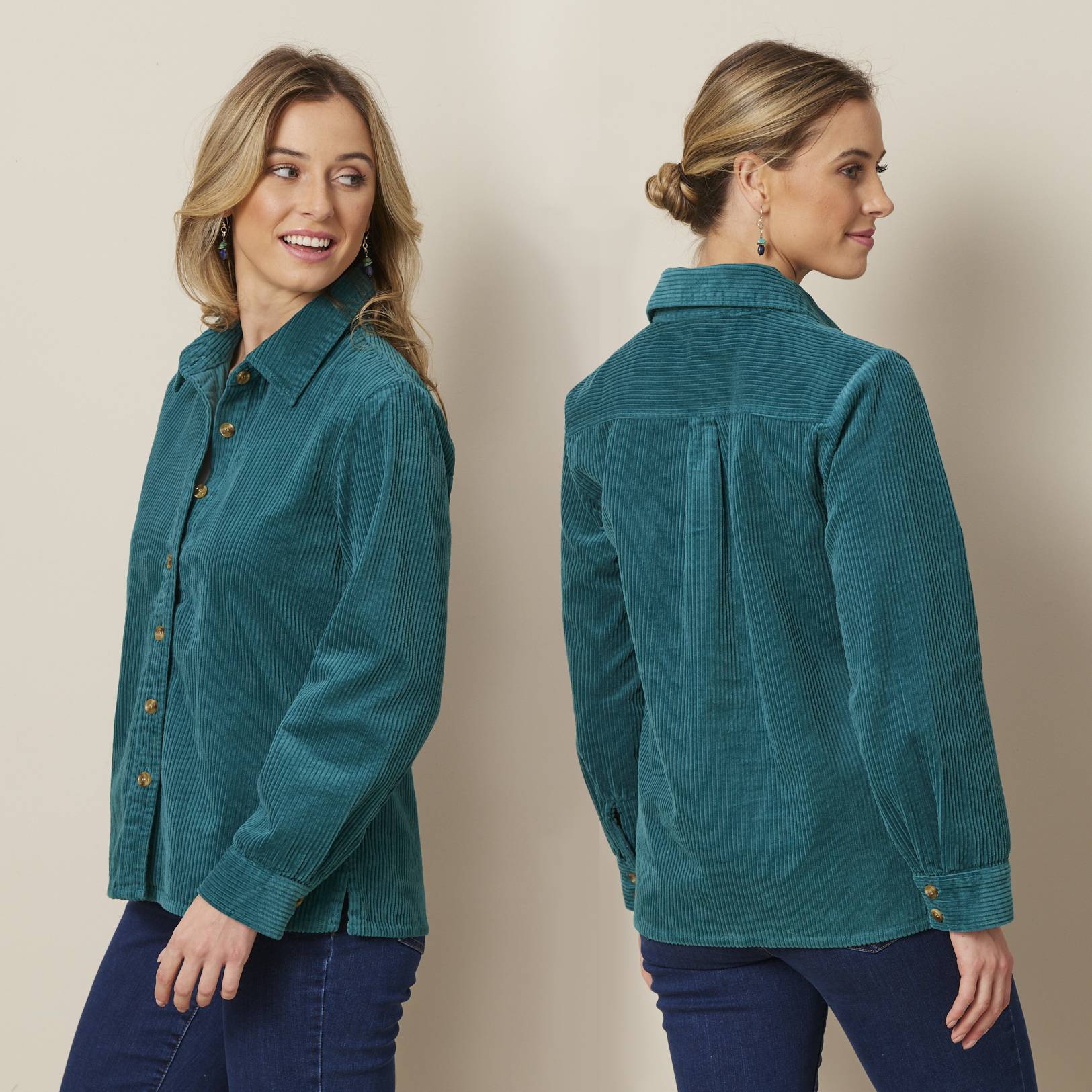 Wide-Wale Corduroy Layering Shirt, Button Front, Long Sleeves - Northstyle Catalog
