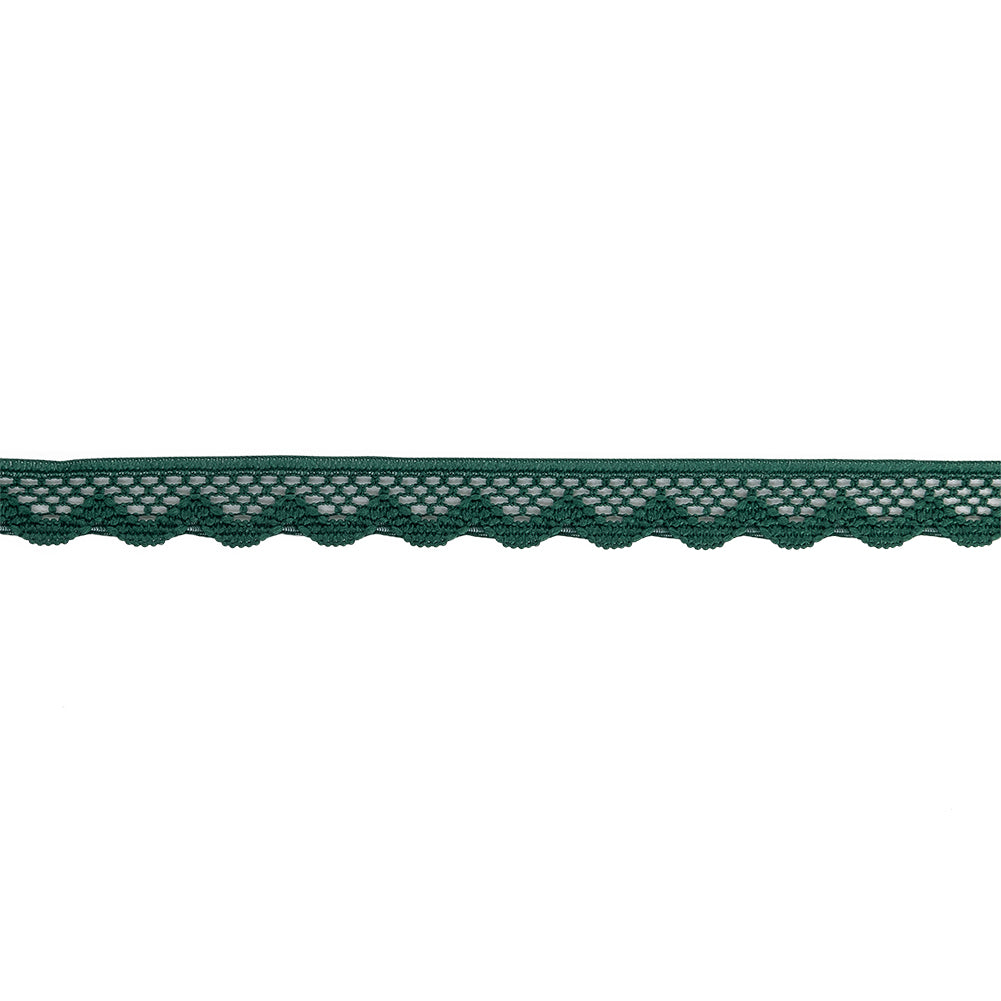 Hunter Green Scalloped Edge Lace Geometric Trimming - 0.5