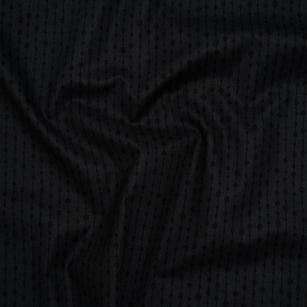 Printed Quilting Cotton by Patrick Lose for Northcott - Black on Black Doodle Beaded Stripe - Basically Black & White Collection - Joann Fabrics