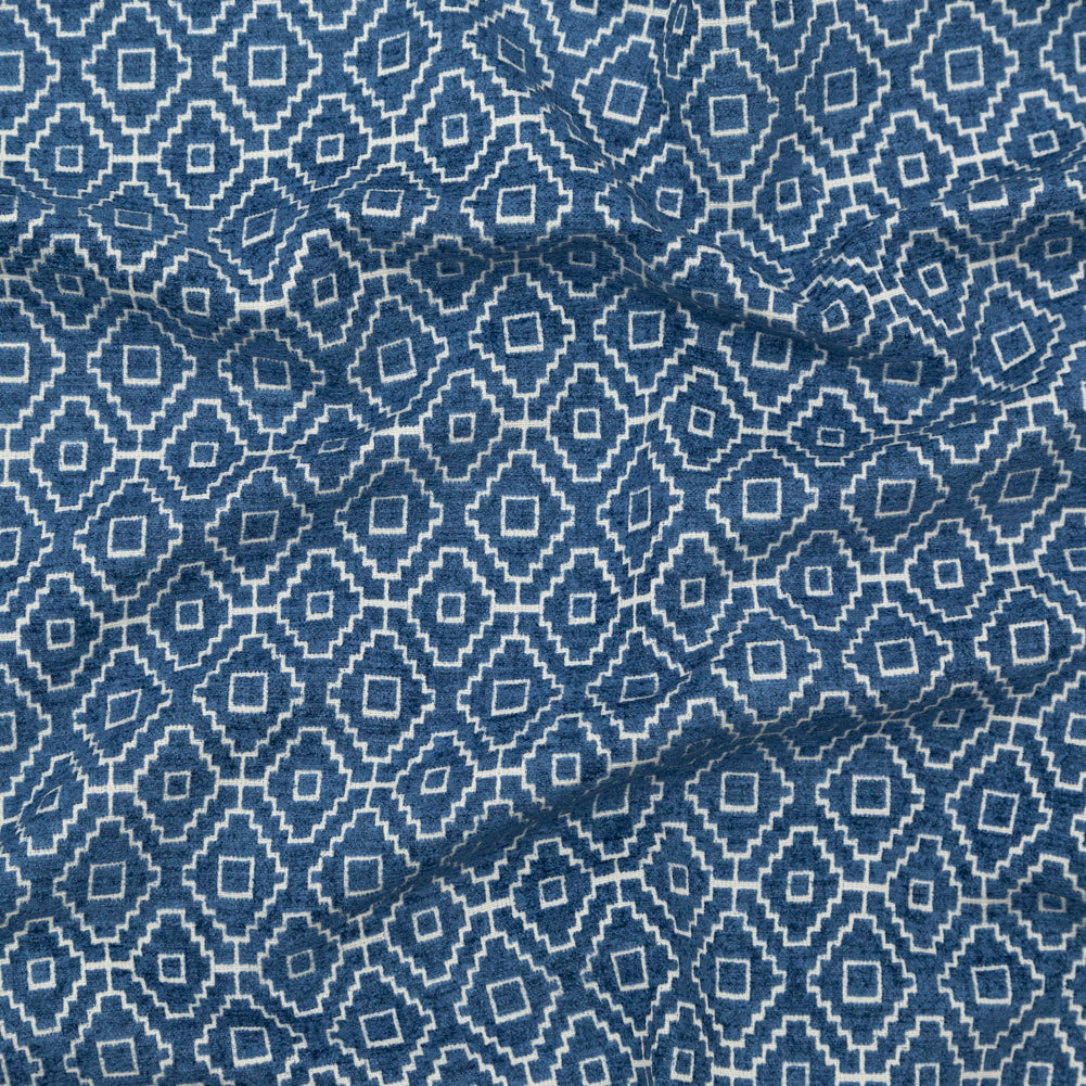 Chenille Jacquard - Denim Diamond Geometric - British Imported - Joann Fabrics