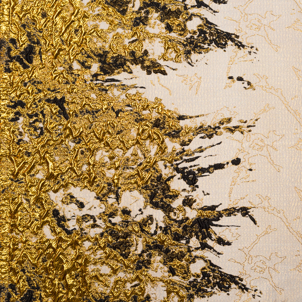 Metallic Bright Gold and Toasted Almond Abstract Border Brocade - Joann Fabrics