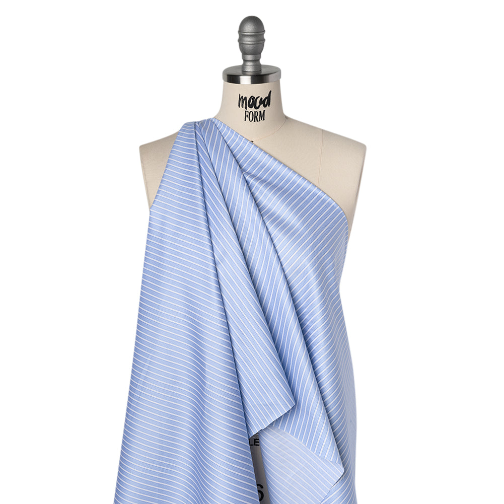 Cotton Twill Shirting - Light Blue and White Stripes - Deadstock - Joann Fabrics