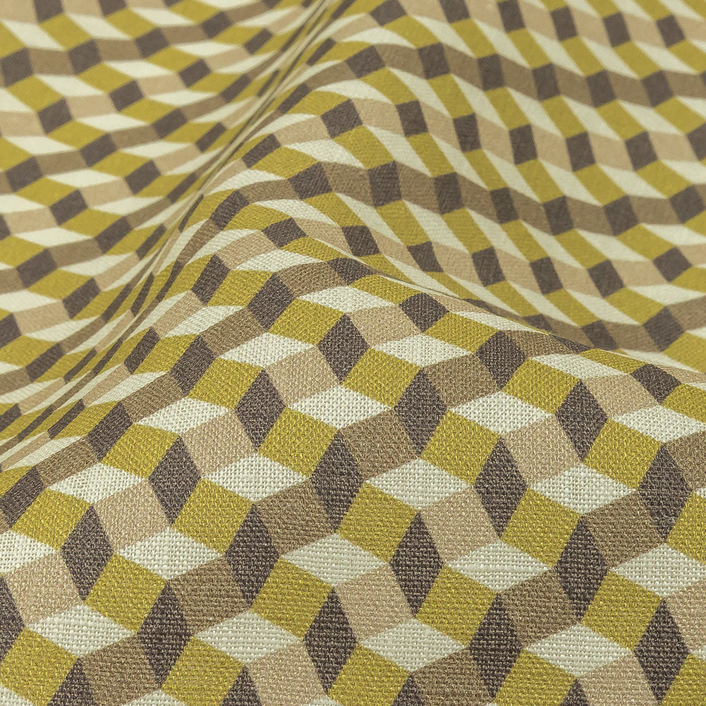 Olive, Brown and Beige Diamond Illusion Medium Weight Linen Woven - Joann Fabrics