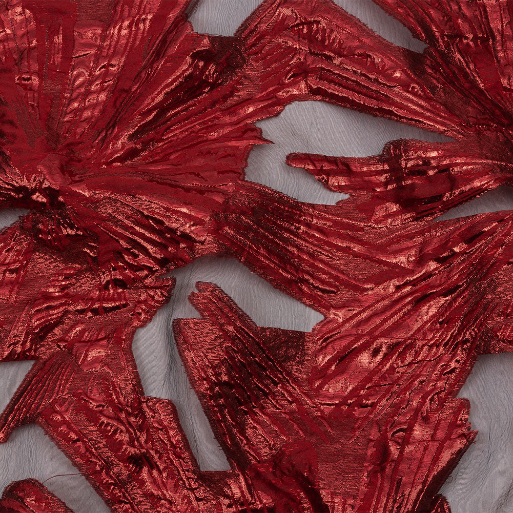 Metallic Red Firework Flowers Luxury Burnout Brocade - Joann Fabrics
