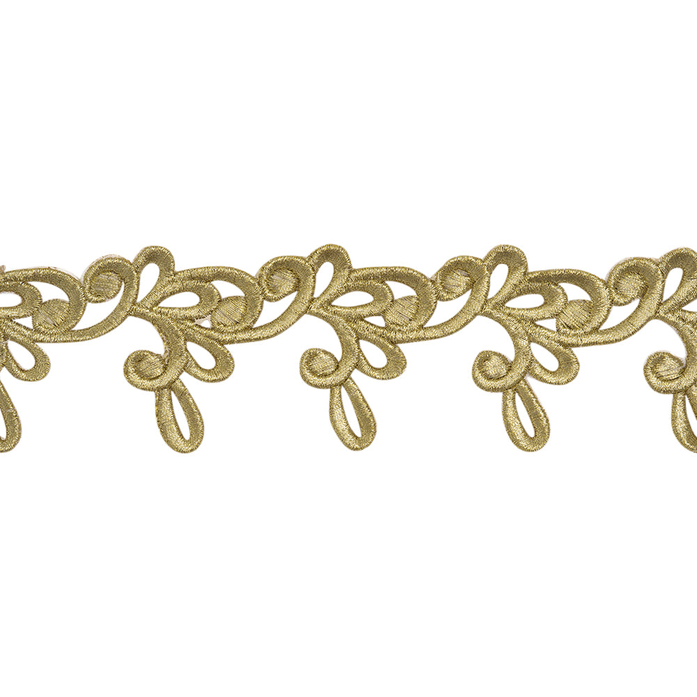 Yaya Han Iron-On Metallic Embroidered Trim - Gold Milan Swirl, 2.25