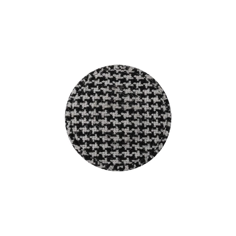 Black and White Houndstooth Fabric Covered Wool and Metal Sew On Button - 30L/19mm - Joann Fabrics
