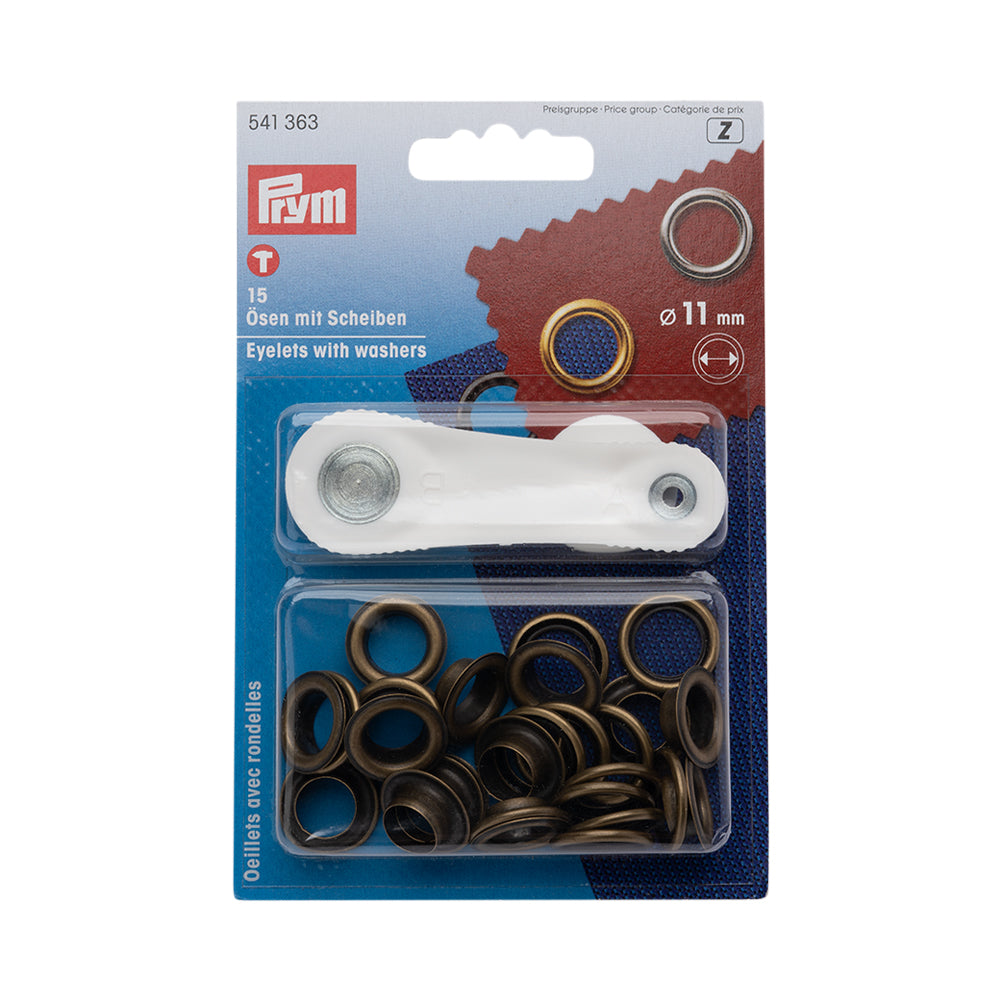 Prym Eyelets with Washers with Tools - Antique Brass 11mm - 15pc - Joann Fabrics