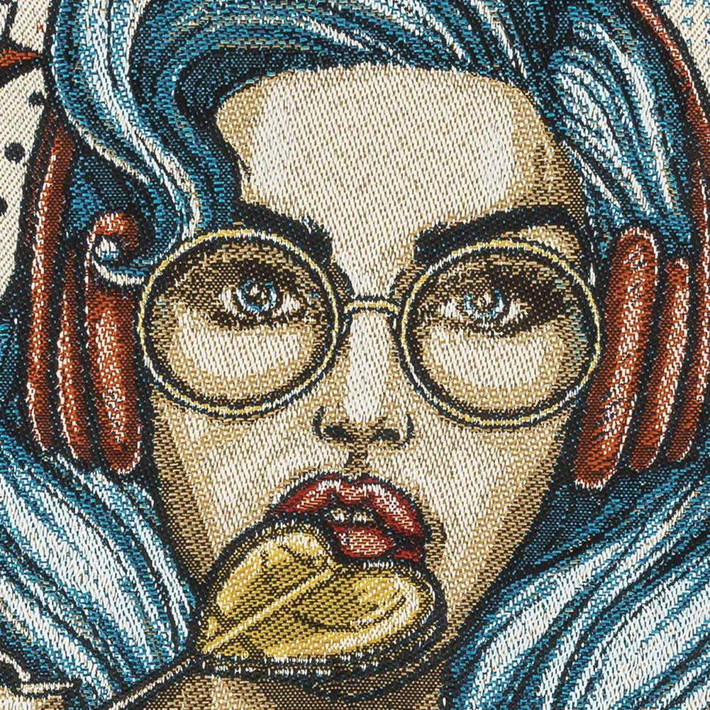 French Blue Girl with Lollipop Oversized Square Patch - 18.875