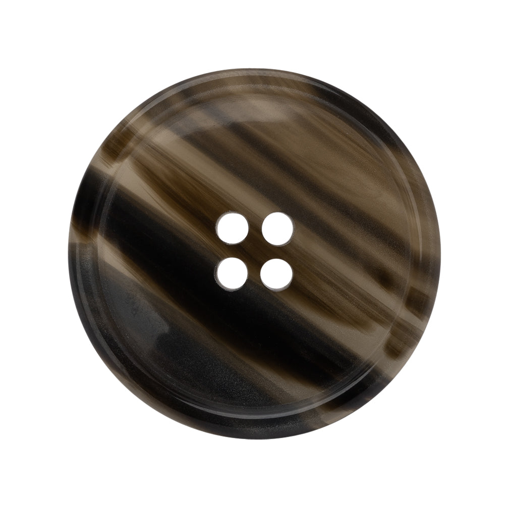 Plastic 4-Hole Button - 44L/28mm - Black and Brown Translucent Striations Narrow Rim - Joann Fabrics