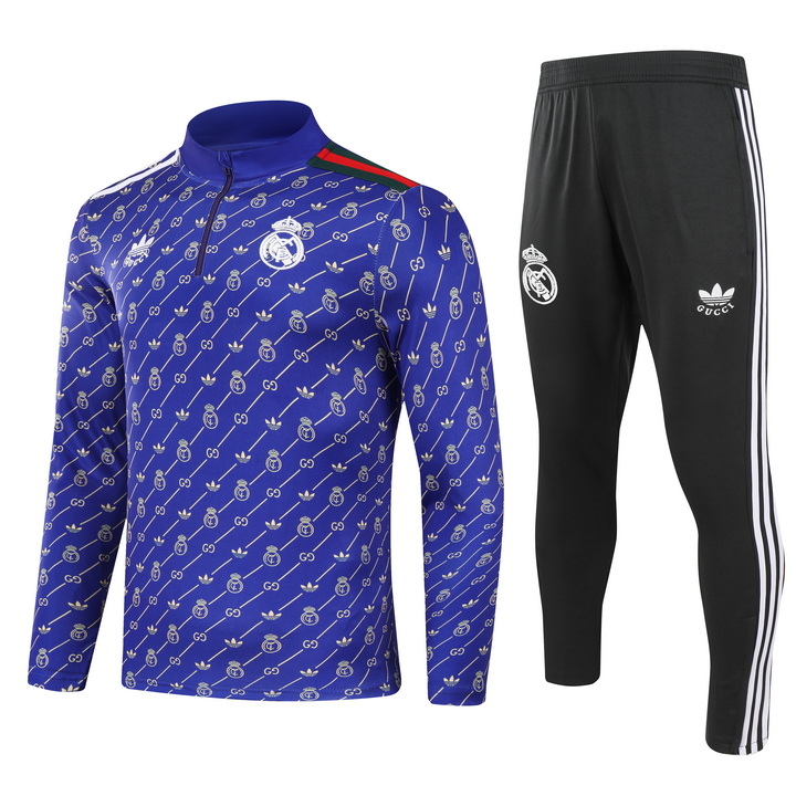 2024/2025 Real Madrid Royal Purple joint model Half-Pull Training Suit Football Shirt 1:1 Thai Quality Set