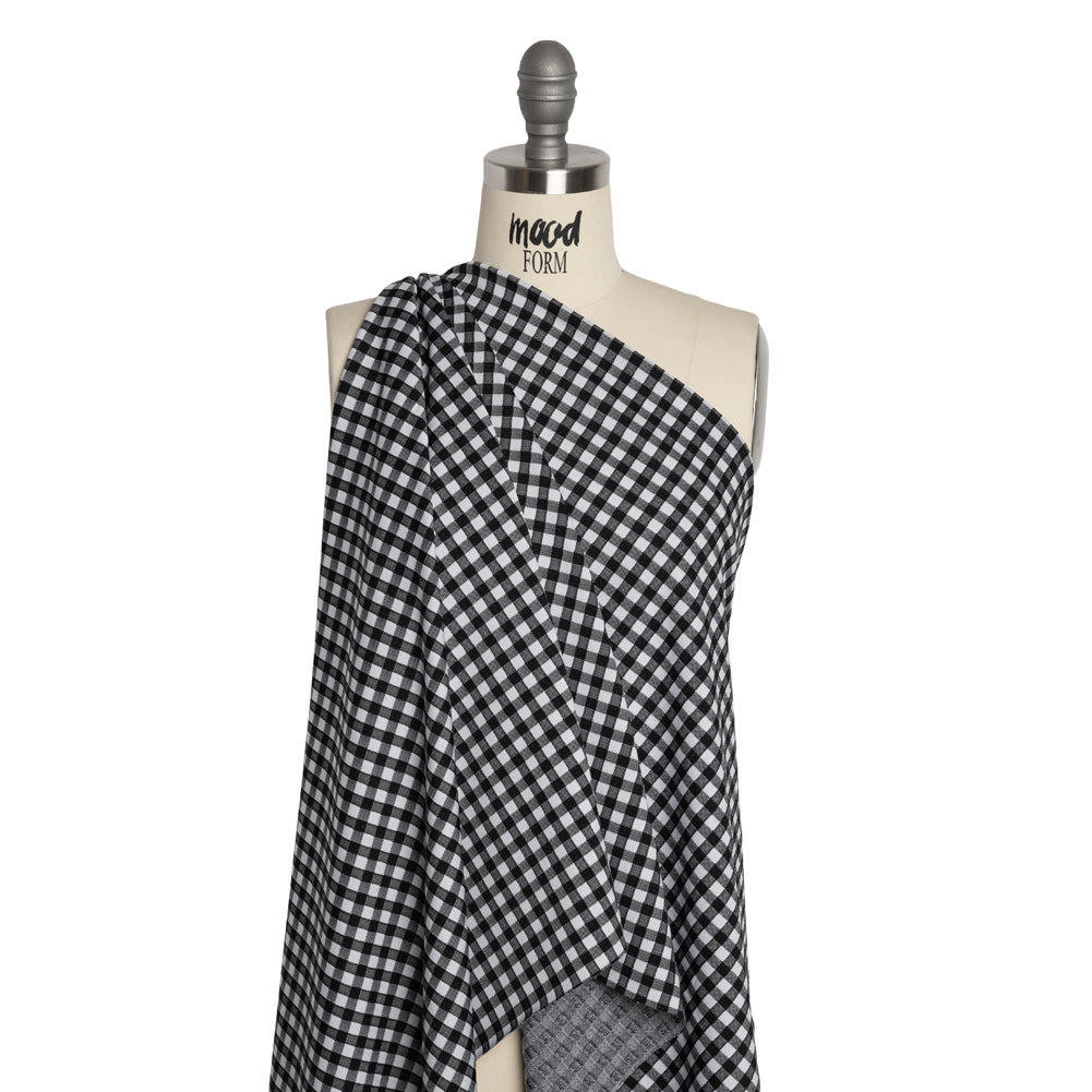 Stretch Knit Jacquard by Mara Hoffman - Black and White Gingham Check - Designer Deadstock - Joann Fabrics