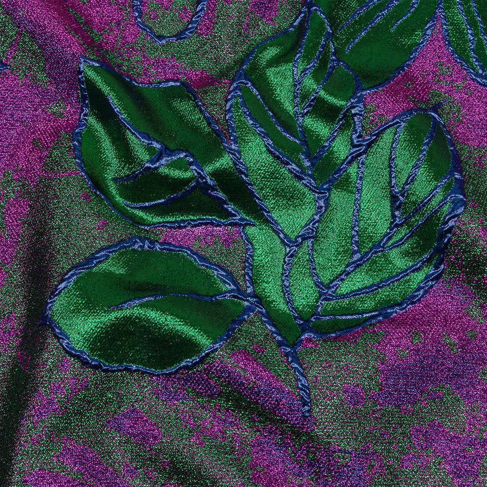 Metallic Magenta, Royal Blue and Green Mottled Floral Luxury Brocade - Joann Fabrics