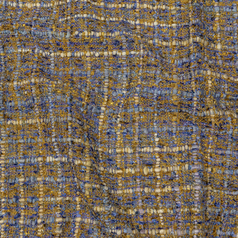 Viscose and Acrylic Chenille Tweed - Blue and Mustard Metallic - Newcastle Collection - Joann Fabrics