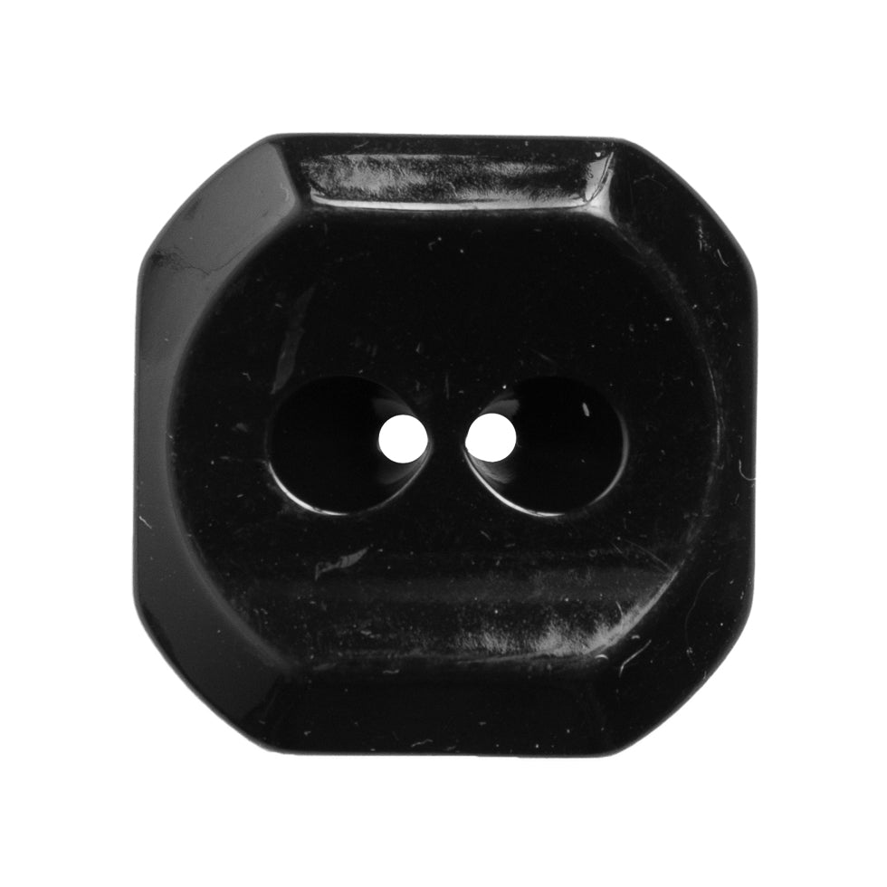 Square Plastic 2-Hole Button with Cut Corners Made in Italy - 44L/28mm - Black - Joann Fabrics